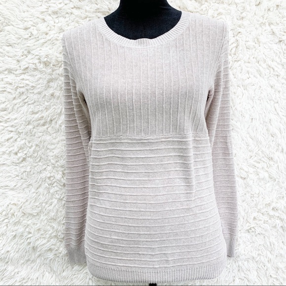 Madewell Sweaters - MADEWELL Beige Ribbed Knit Pullover Sweater Large